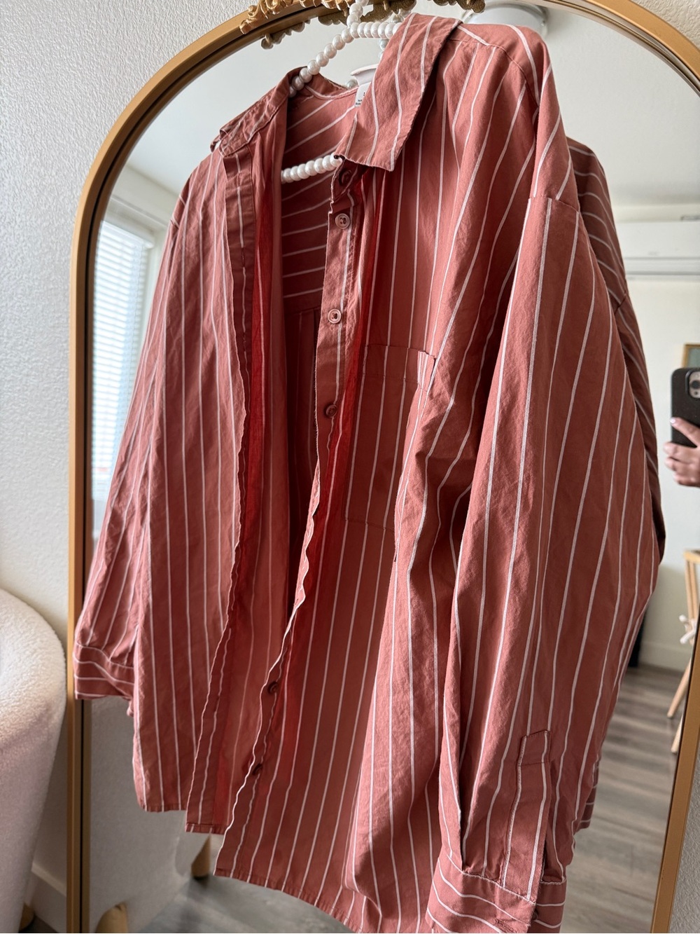 a. new day Rust-Red Striped Button Shirt